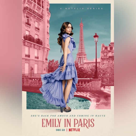 Magali Pascal Emily in Paris Iris Blue Ruffle Botanic Dress - Picture 2 of 7